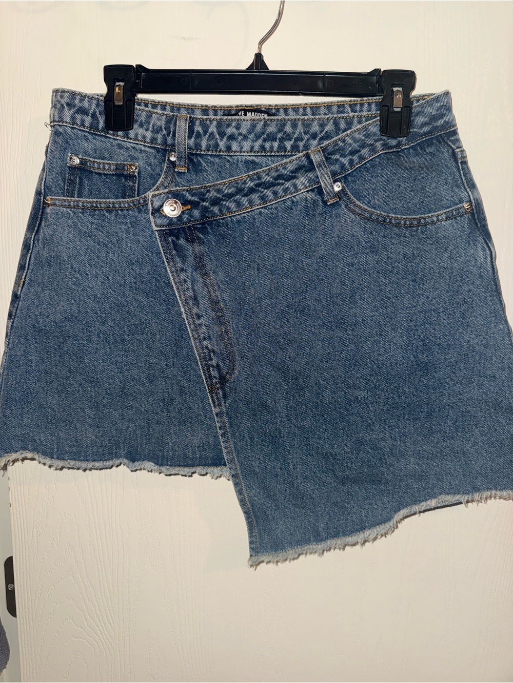 Steve Madden Blue Asymmetrical Denim Mini Skirt